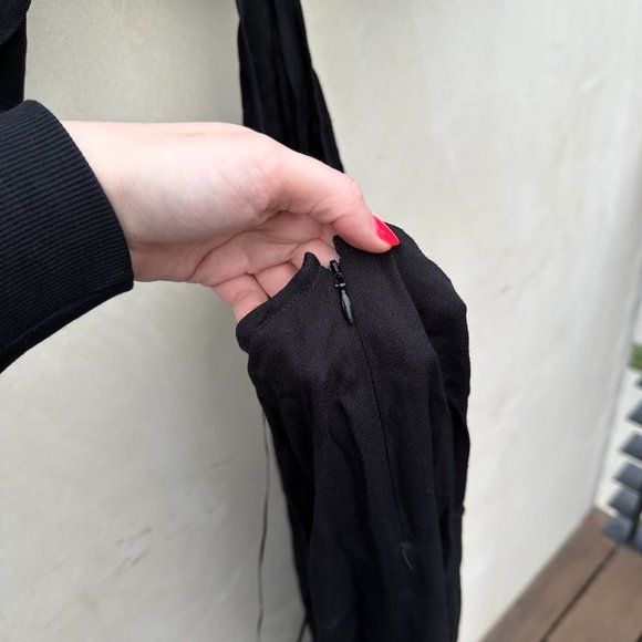 Reformation Benny Cut-out Waist Midi Dress Black Flared Flounce Sleeves Sz 12 - Picture 10 of 11